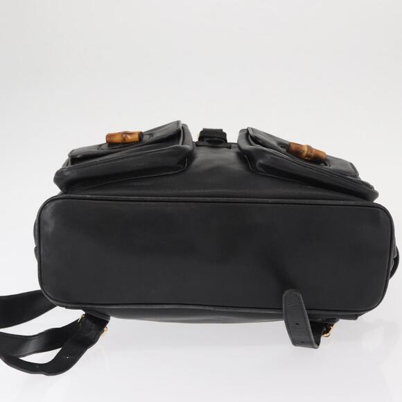 GUCCI Bamboo Backpack Leather Black Gold 003 2058 0016 Auth 154504 main image 11